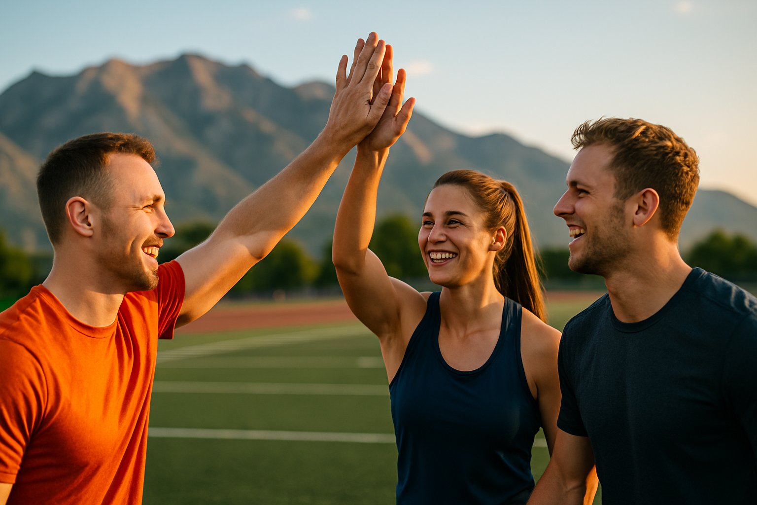 Team high-five moment